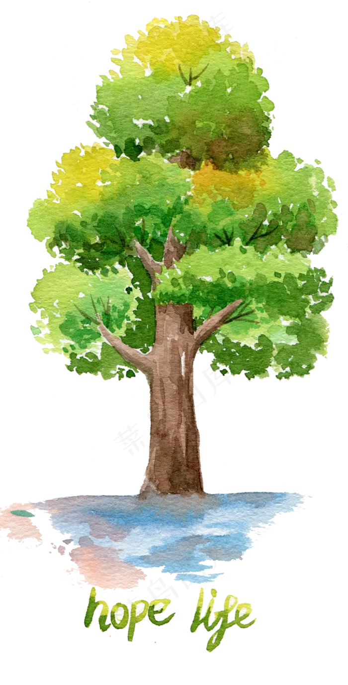 水彩风景水彩风景画手绘风景水彩,免抠元素