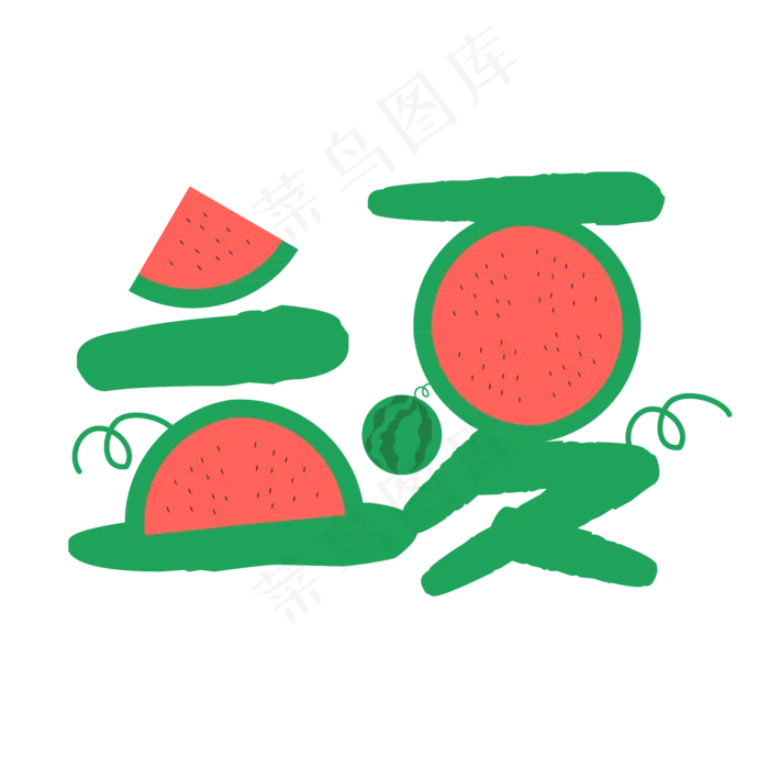 立夏 西瓜 卡通 儿童 可爱 艺术字