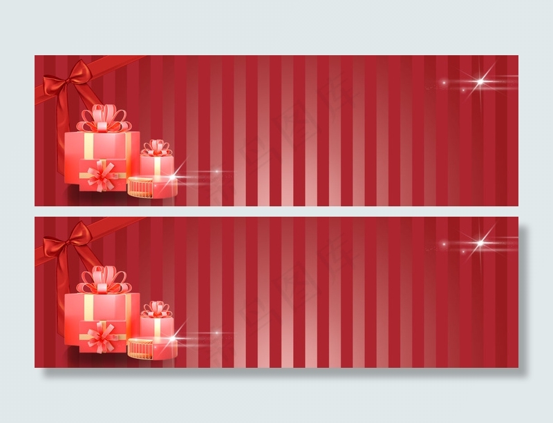 红色礼物主题banner(1200*375px 	       )psd模版下载