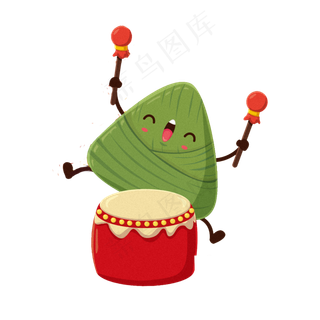 端午节敲鼓的粽子素材