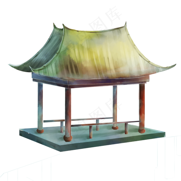 露台石亭,免抠元素(3000*3000px 300 dpi )psd模版下载