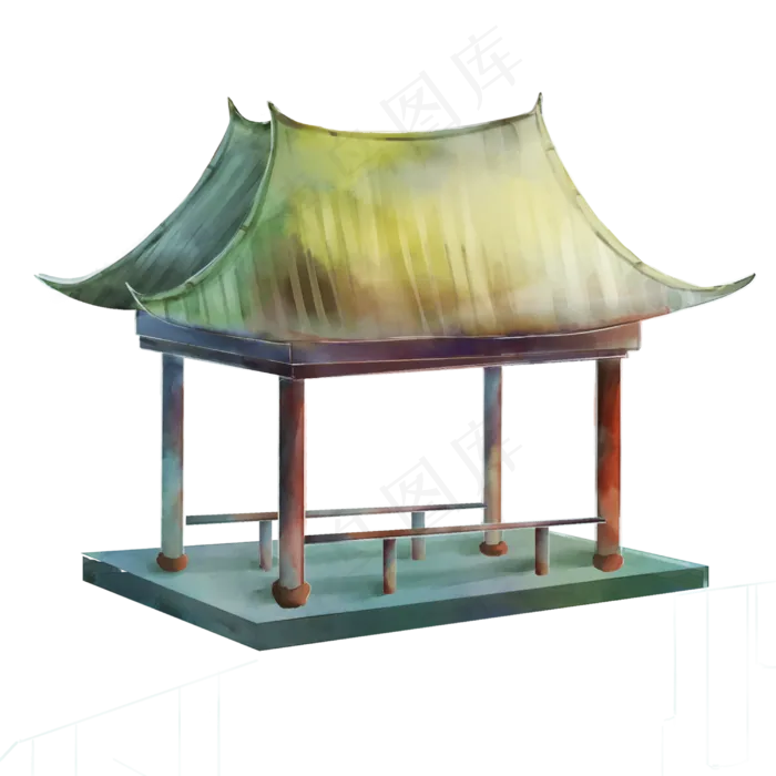 露台石亭,免抠元素(3000*3000px 300 dpi )psd模版下载