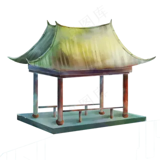 露台石亭,免抠元素