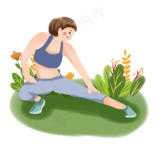 手绘卡通锻炼运动的人,免抠元素