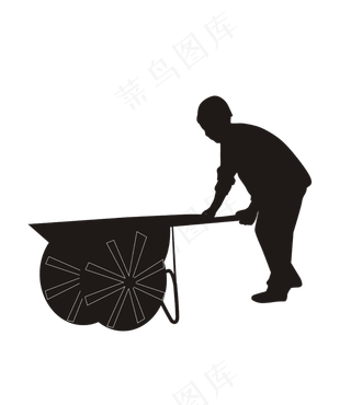 斗车建筑工人施工剪影劳动者免费