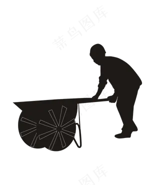 斗车建筑工人施工剪影劳动者免费