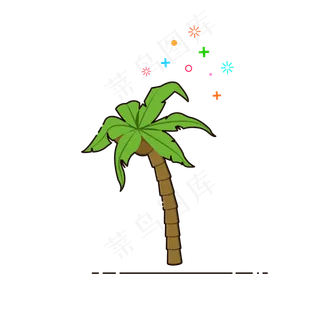 手绘矢量MBE沙滩椰子树