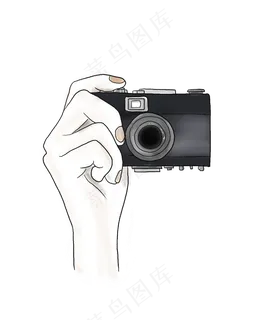 手绘黑色相机,免抠元素