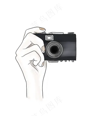 手绘黑色相机,免抠元素