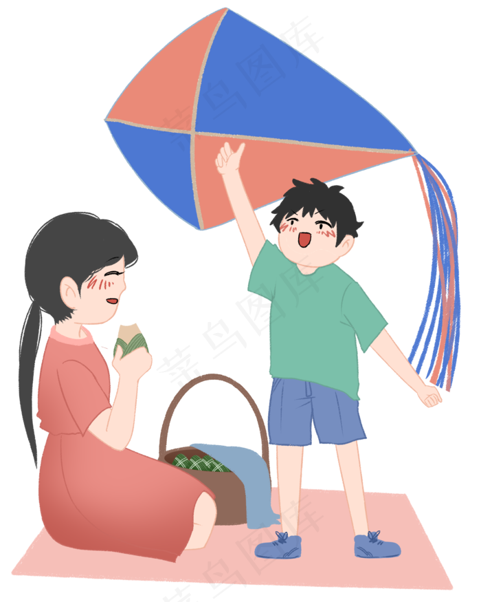 端午节放风筝插画
