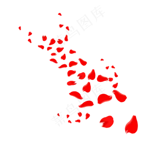 飘落下来的红色玫瑰花瓣组成的鱼