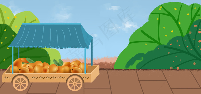 三月蔬果季卡通枇杷促销banner(1920*900px 	       )psd模版下载