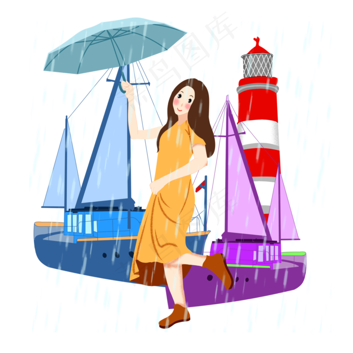 谷雨开心的小女孩
