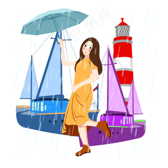 谷雨开心的小女孩