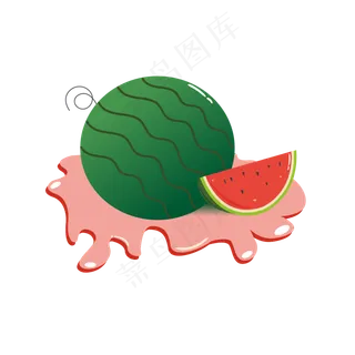 西瓜水果卡通处暑矢量元素可商用
