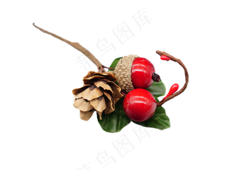 圣诞节装饰松塔浆果,免抠元素