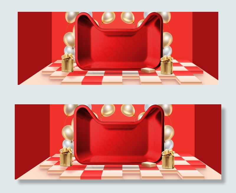 红色立体天猫促销banner