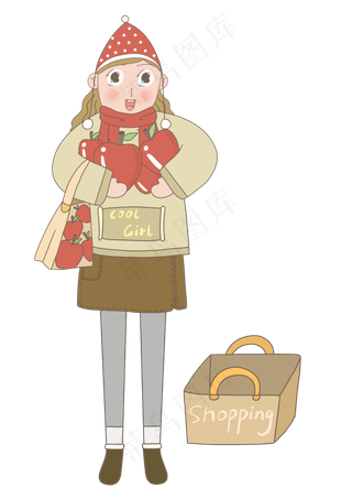 透明底png平安夜抱苹果的少女,免抠元素