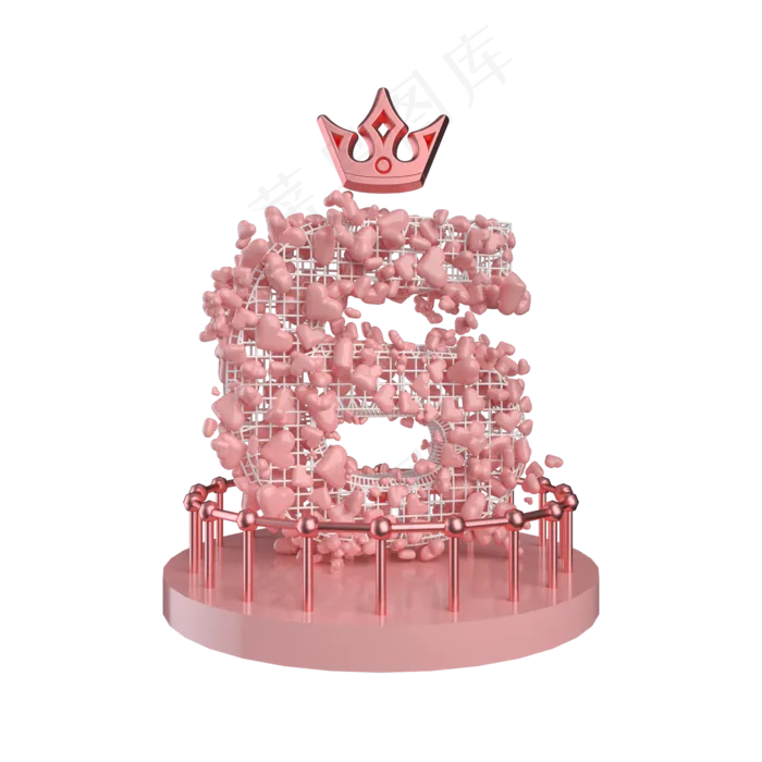 C4D女王节电商心动6折优惠(2000X2000(DPI:300))psd模版下载