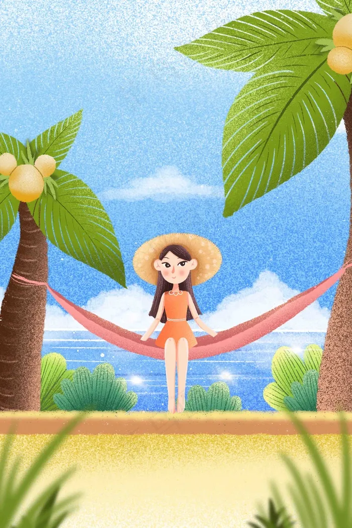 毕业季夏日小女孩海边旅行(3545*5315px 300 dpi )psd模版下载