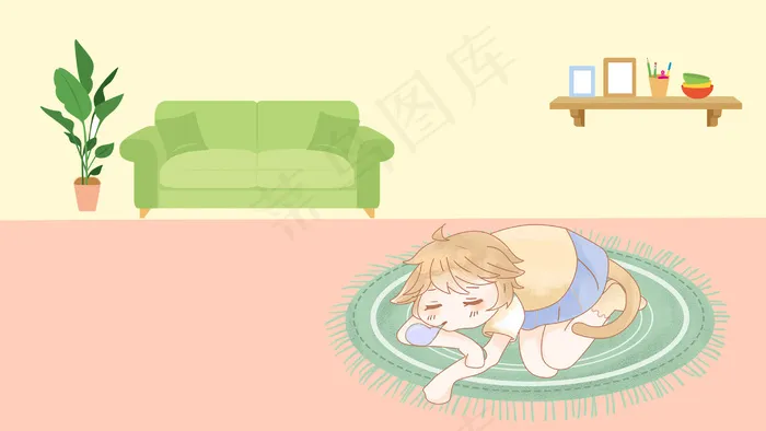 可爱猫咪睡觉春困(2657X5015(DPI:150))psd模版下载