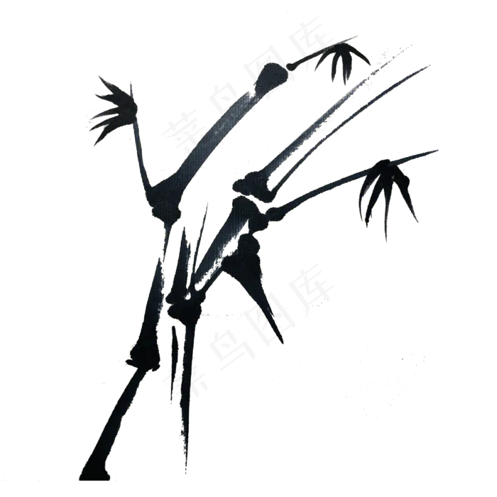 水墨黑白竹枯笔PNG国画简约(3000X3000(DPI:300))psd模版下载