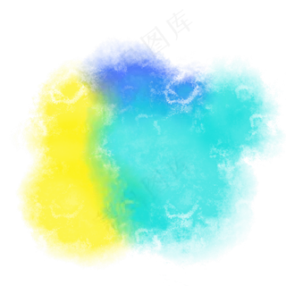 黄绿蓝撞色湿边颜料喷溅墨迹
