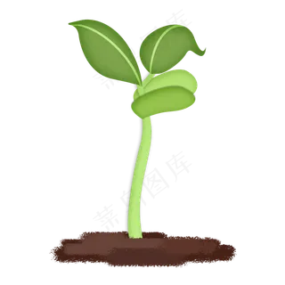 春天手绘植物小清新嫩芽,免抠元素