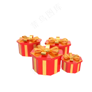 红色节日促销礼盒,免抠元素