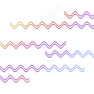 渐变色波浪线,免抠元素