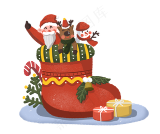 圣诞节圣诞夜圣诞老人麋鹿雪人,免抠元素