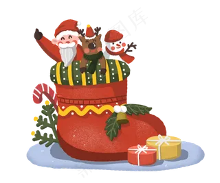 圣诞节圣诞夜圣诞老人麋鹿雪人,免抠元素