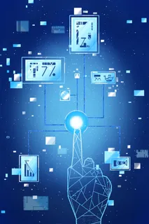 蓝色唯美卡通扁平矢量科技概念未来按钮配图 蓝色唯美卡通扁平矢量科技概念未来按钮配图