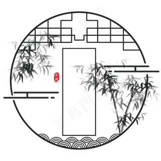 中式窗户水墨竹子边框 中式窗户水墨竹子边框