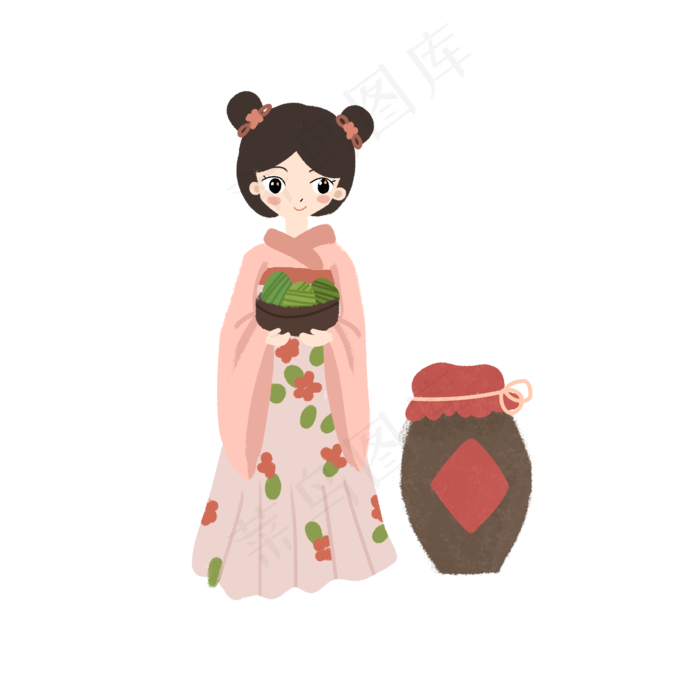 免扣端午习俗酒坛子元素