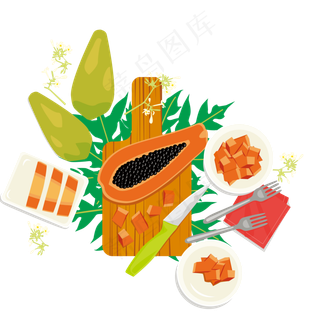 西餐美食木瓜水果