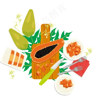 西餐美食木瓜水果