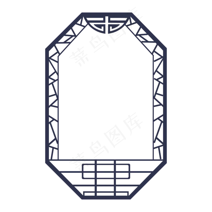 蓝色古风边框(2000X2000(DPI:300))ai矢量模版下载
