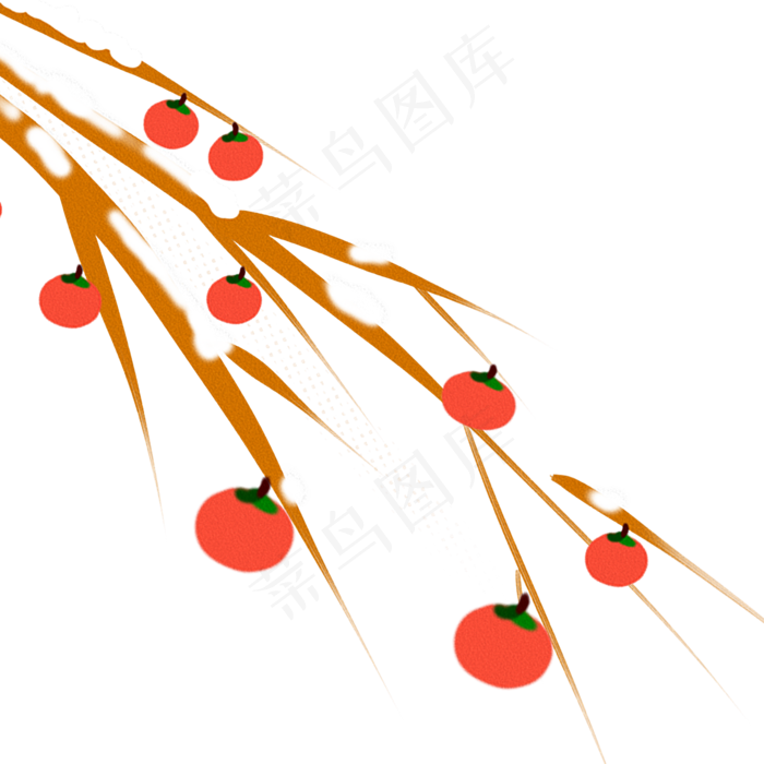卡通手绘柿子雪花