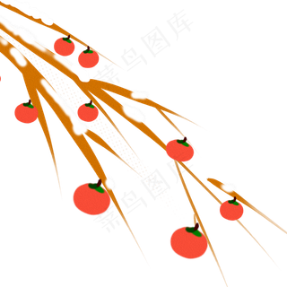 卡通手绘柿子雪花