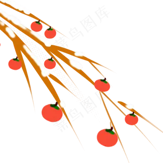 卡通手绘柿子雪花