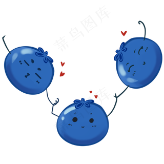 手绘水彩风格蓝莓表情