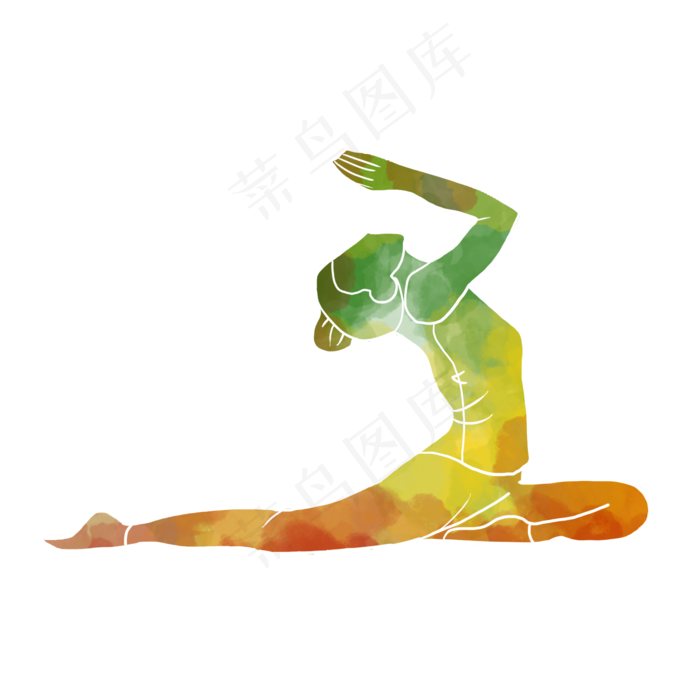 水彩运动瑜伽健身素材(2000X2000(DPI:300))psd模版下载