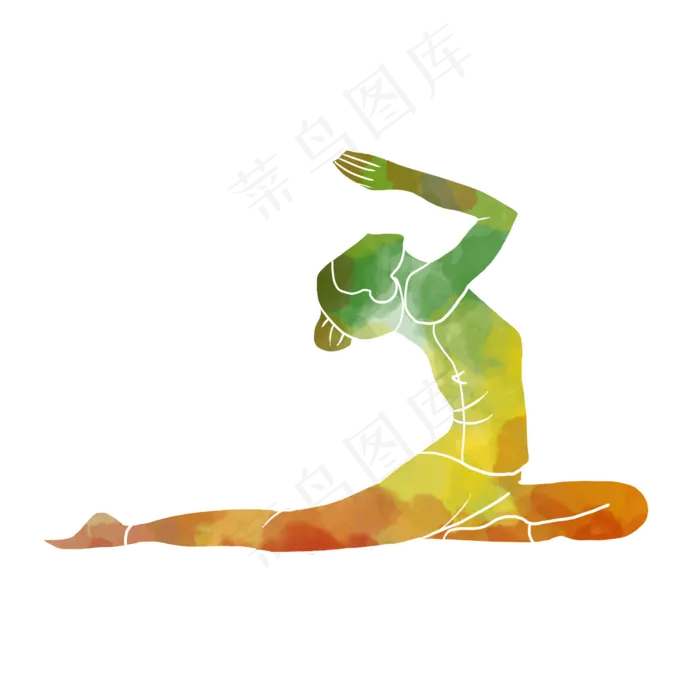 水彩运动瑜伽健身素材(2000X2000(DPI:300))psd模版下载
