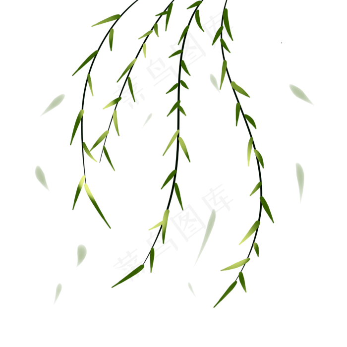 春天柳树飘柳叶手绘装饰