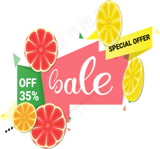 夏季水果抽象标签