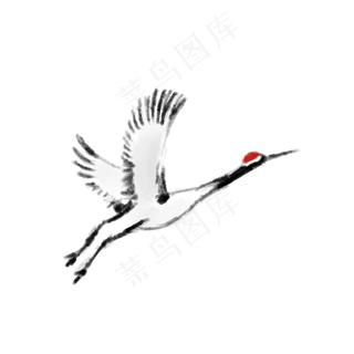 古典水墨飞鹤,免抠元素