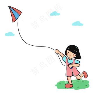 儿童节放风筝玩耍儿童免扣PNG