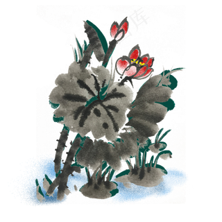 荷花夏天清凉手绘装饰