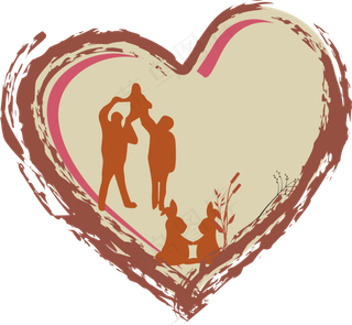 手绘心形边框剪影设计